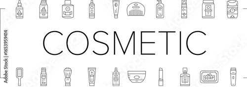 men cosmetic grooming skincare icons set vector