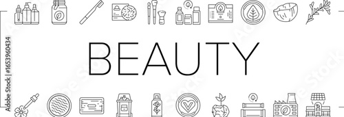 sustainable beauty eco friendly icons set vector