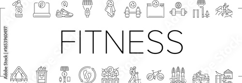sustainable outdoor fitness eco icons set vector
