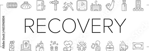 recovery wellness practices icons set vector