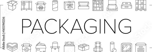 cardboard packaging recycling icons set vector