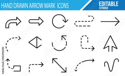 Collection of Directional Arrow Icons for User Interface and Navigation Design