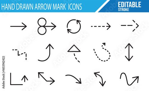 Hand-Drawn Arrow Symbols for Navigation, Signage, and Graphic Design
