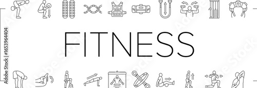 functional fitness mobility icons set vector
