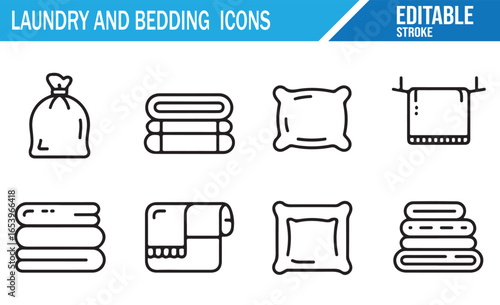 Household Laundry Icons for Bedding, Towels, and Laundry Bags