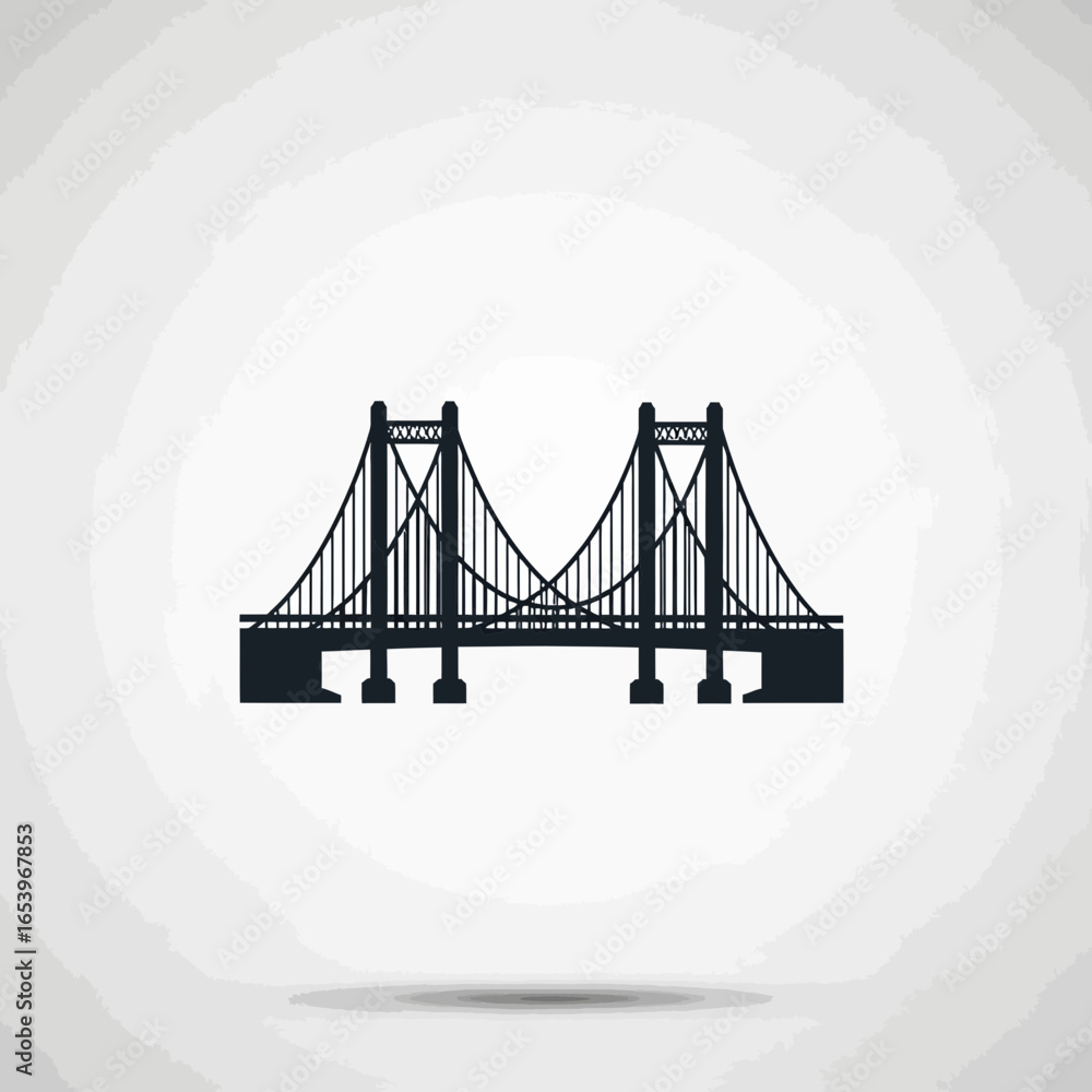 Obraz premium A suspension bridge icon on a light grey background.