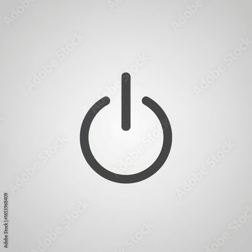 Power symbol on a gray background.