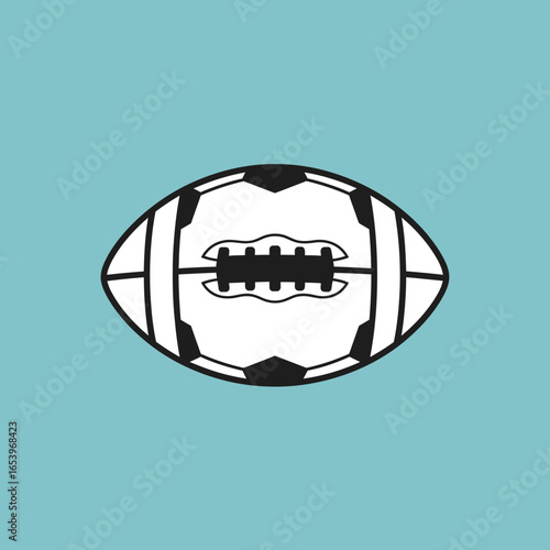 Stylized football on a solid blue background.