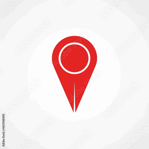 Red map pin icon on a white background.