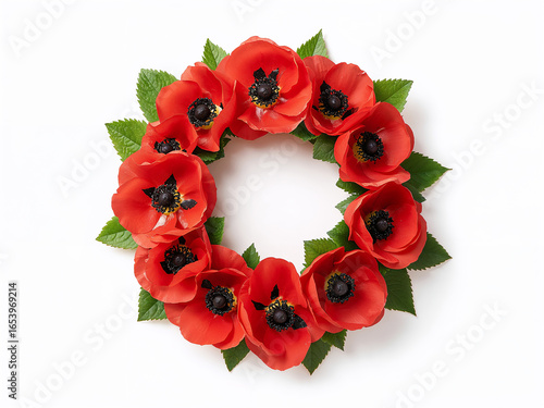 Red poppies arranged in a circle flowers floral