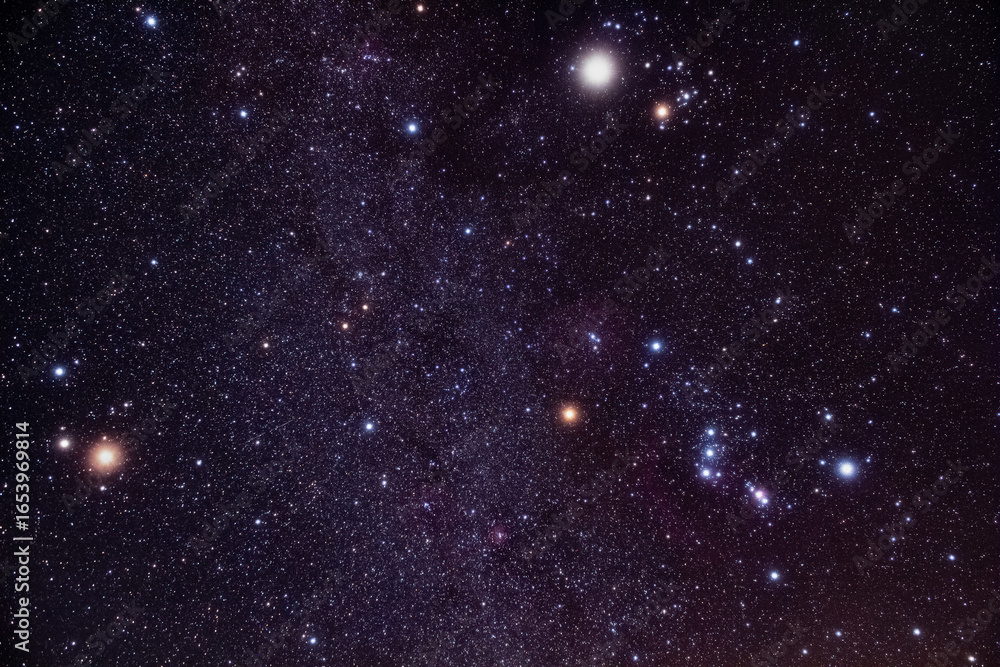 Obraz premium Orion constellation and Milky Way stars.