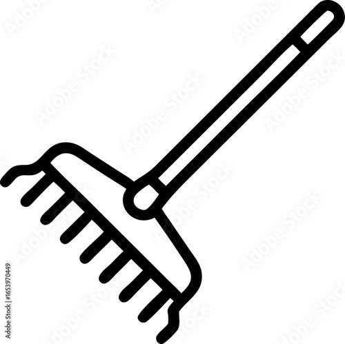 Illustration of a garden rake on a clean white background
