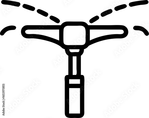 Illustration of a garden sprinkler watering a lawn on a white background