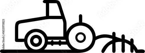 Tractor plowing a field on a white background
