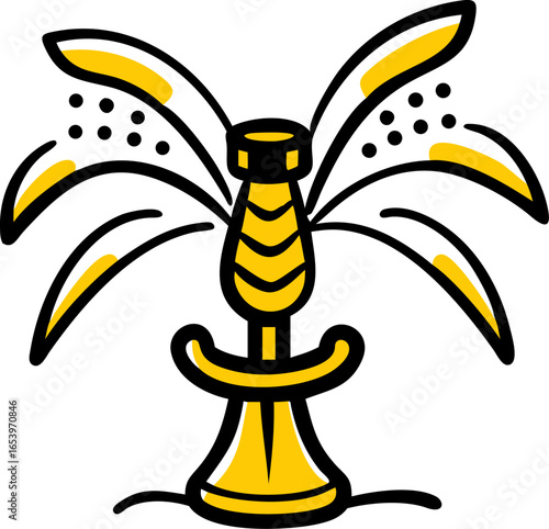 Illustration of a garden sprinkler watering a lawn on a white background