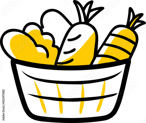 Healthy basket of fresh vegetables on a white background