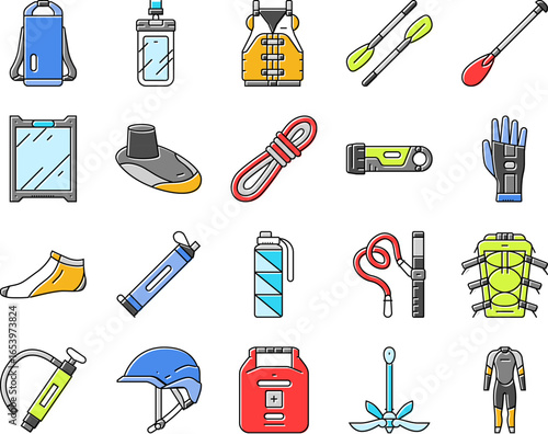 water trip tourism beach icons set vector