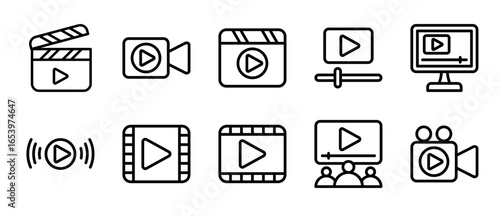Video icon sheet multiple concept and collection