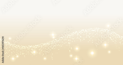 Elegant Golden Light Wave on Background with Sparkling Particles
