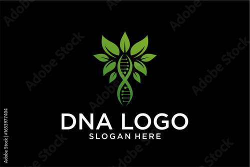 DNA Leaf Logo for Science and Technology Concepts