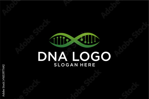 Green DNA logo design concept, science vector