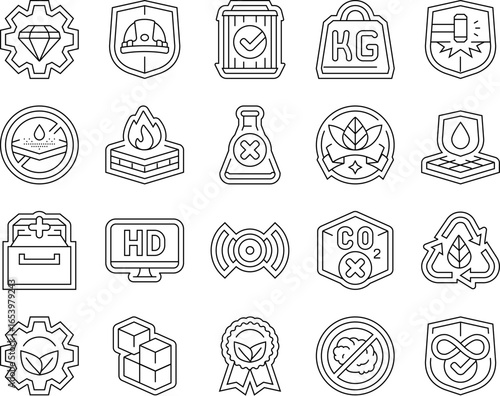 strength durability product icons set vector