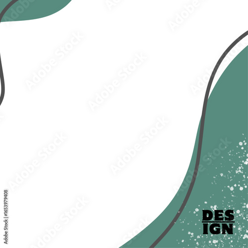 Minimalist abstract vector template with fluid green shapes and splatter texture. Modern graphic design concept for social media.
