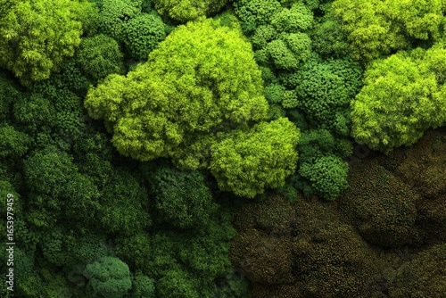 Vibrant green and brown moss wall art