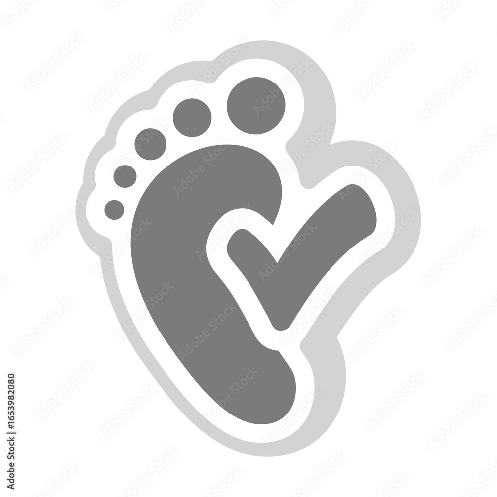 Footprint with checkmark vector sticker. Healthy feet or legs label icon. Footprint with checkmark vector sticker. Healthy feet or legs label icon.