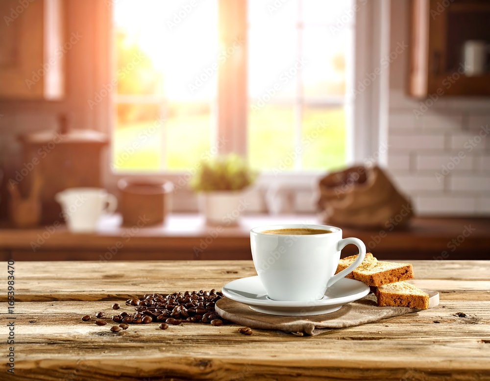 Obraz premium Cozy kitchen scene with coffee