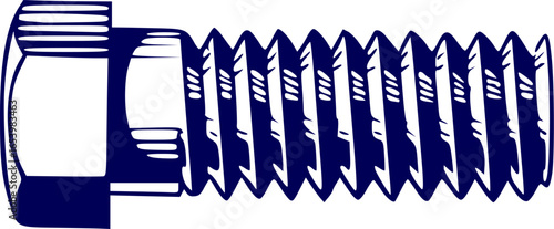 Beautiful Bolt vector. Hex head Bolt icon. Illustration of a single hex bolt. Nut bolt line icon. Detailed of a single metal hex bolt with threaded shaft against a texture