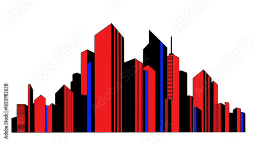 cityscape skyline vector illustration with modern skyscrapers.