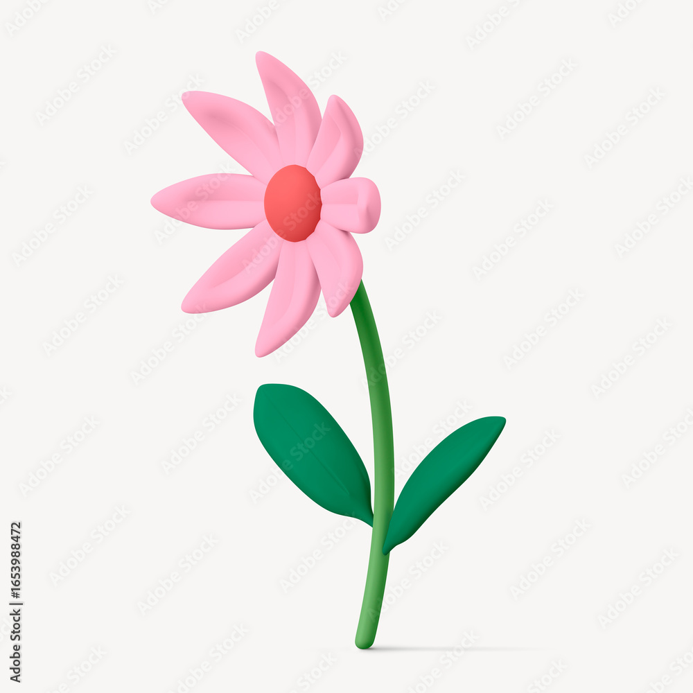 Fototapeta premium Aesthetic 3D flower clipart, pink floral illustration