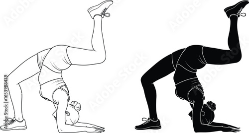 Woman doing yoga pose illustration fitness workout exercise