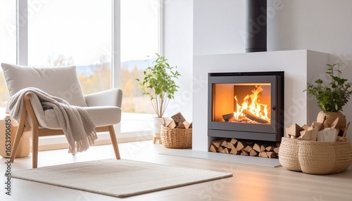 Wallpaper Mural 暖炉の炎　おしゃれな室内の暖房 Torontodigital.ca