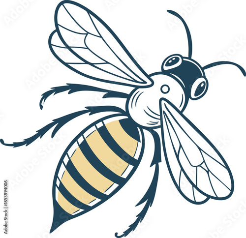Vector art of stylized illustration of a bee