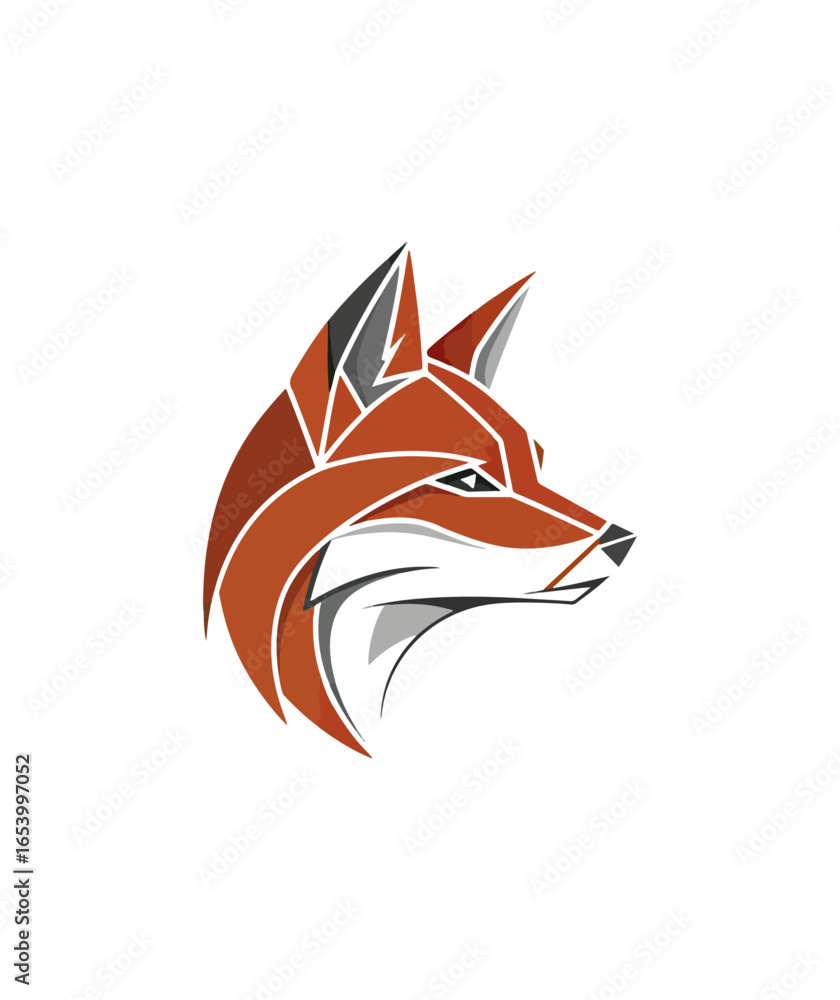 Obraz premium Geometric fox head design illustration