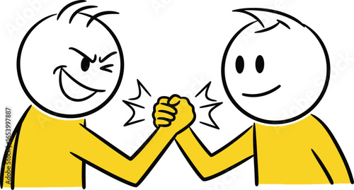 Arm wrestling stick figures competition challenge strength