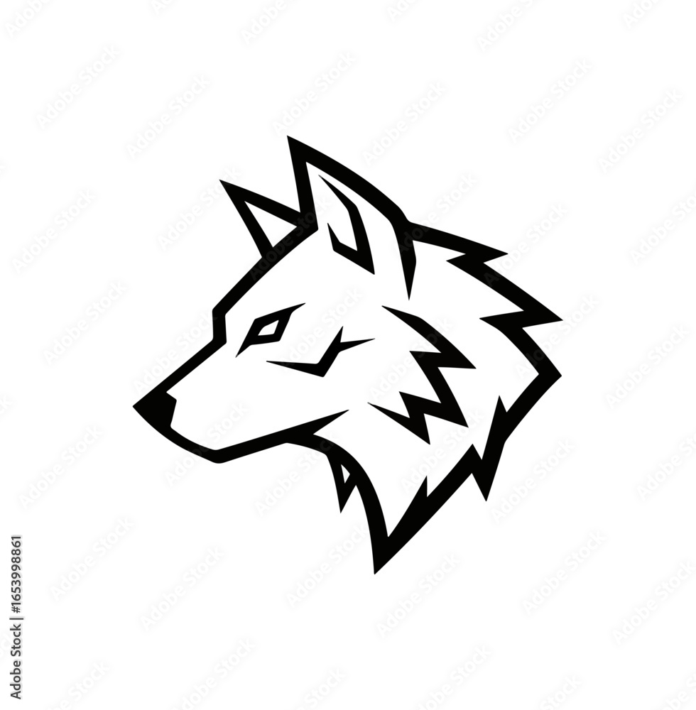 Obraz premium White wolf head profile graphic