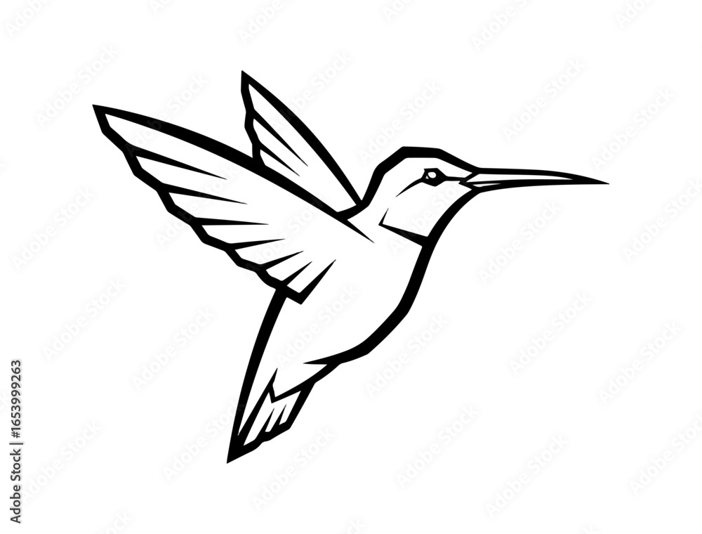 Fototapeta premium Hummingbird silhouette in flight design