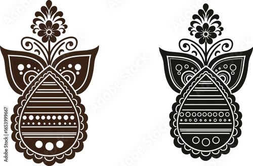 Floral design henna pattern art drawing outline illustration