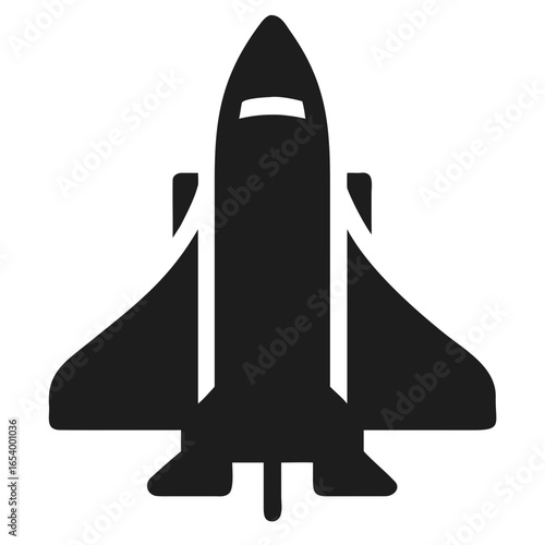 Silhouette of a space shuttle with wings and boosters on a black background spacecraft spaceship