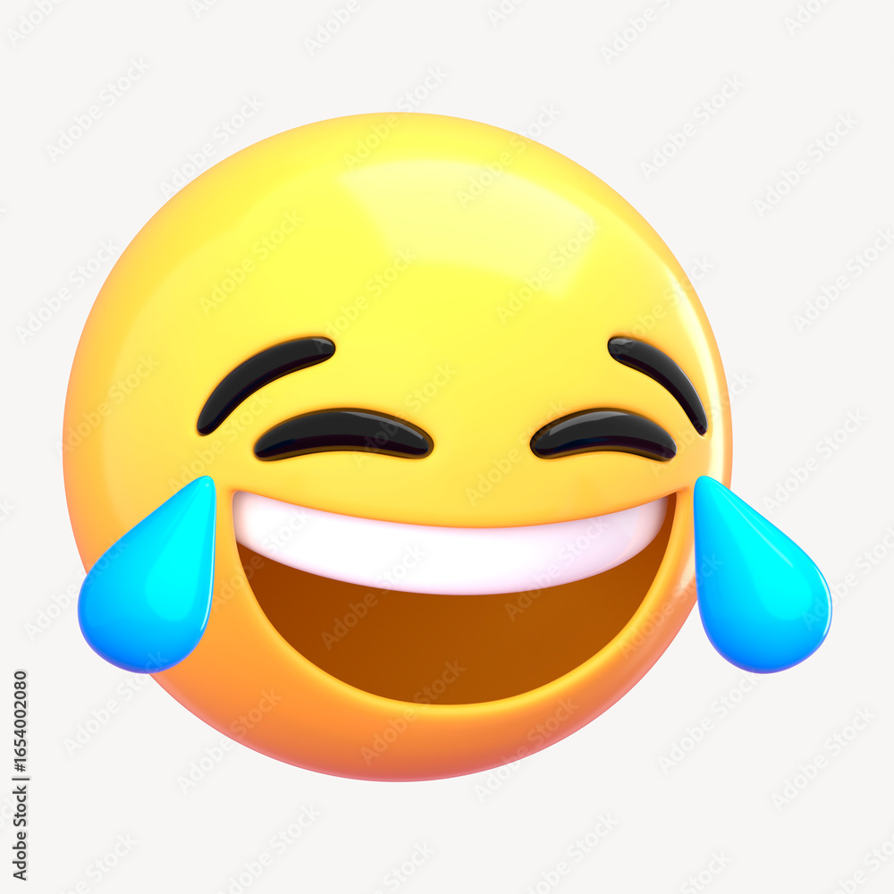 Obraz premium Tears of joy 3D emoticon illustration graphic