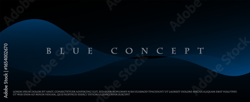 Modern dark blue abstract horizontal banner background with glowing geometric lines.Suitable for covers, brochures, presentations, flyers. vector