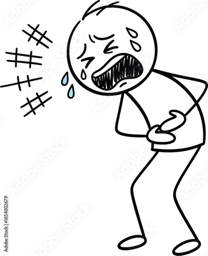 Stick figure crying pain stomach ache sad upset unhappy hurt