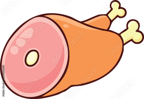 A cartoon illustration of a cooked ham and chicken drumstick.