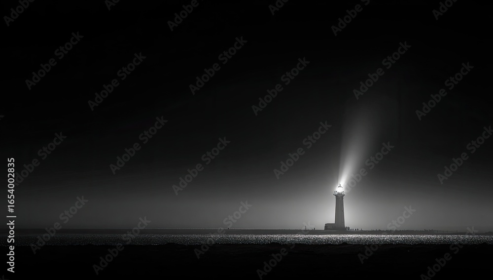 Obraz premium Lighthouse beacon in the dark