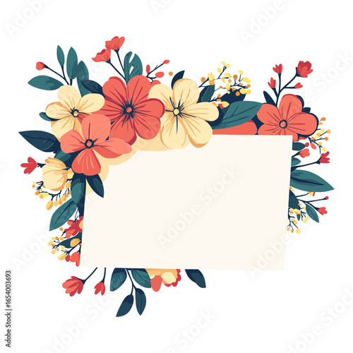 A floral-style mockup with a blank rectangular frame, perfect for greeting cards, invitations, or as a background for text on blogs and websites.
