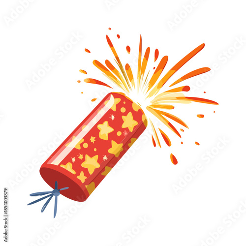 A colorful firecracker icon with a cartoon style. This icon is suitable for websites and blogs to evoke a sense of celebration, holidays, or special events, such as New Year's Eve.

