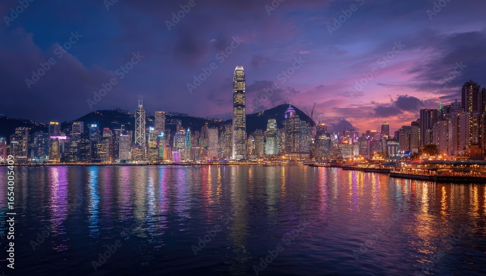 Obraz premium Hong Kong skyline at twilight